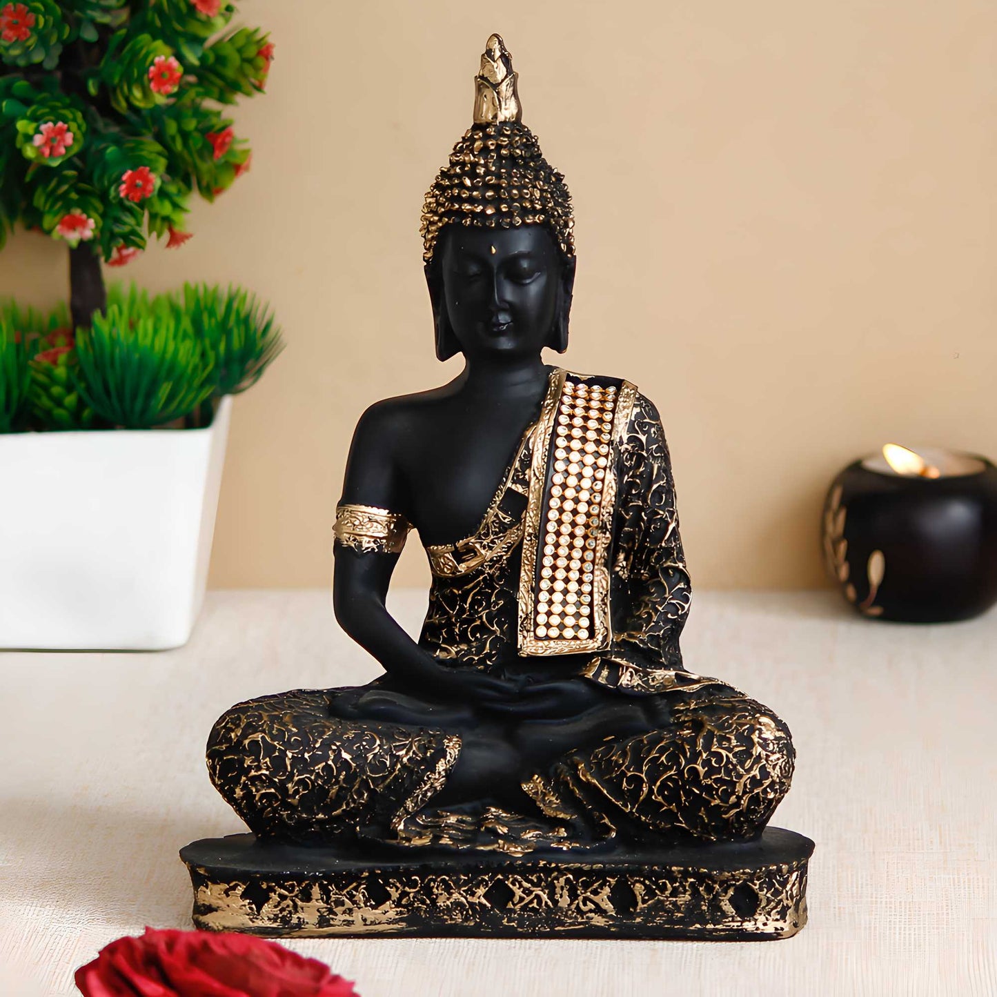 Golden Meditating Lord Buddha Handcrafted